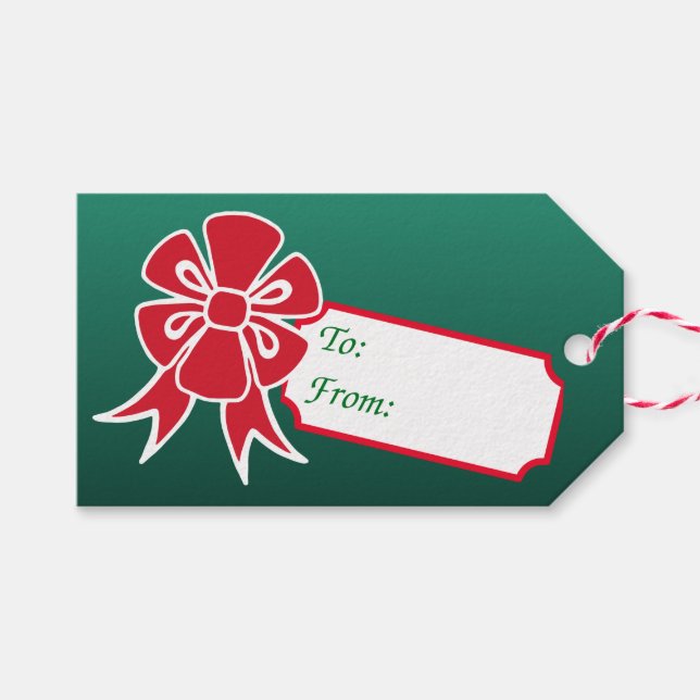 Étiquettes cadeaux de Noël verts (Devant (Horizontal))