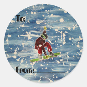 Étiquettes cadeaux de snowboard