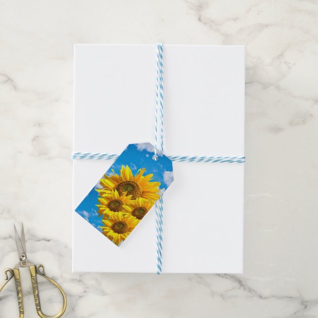 Étiquettes Cadeaux de tournesol (Avec de laficelle)
