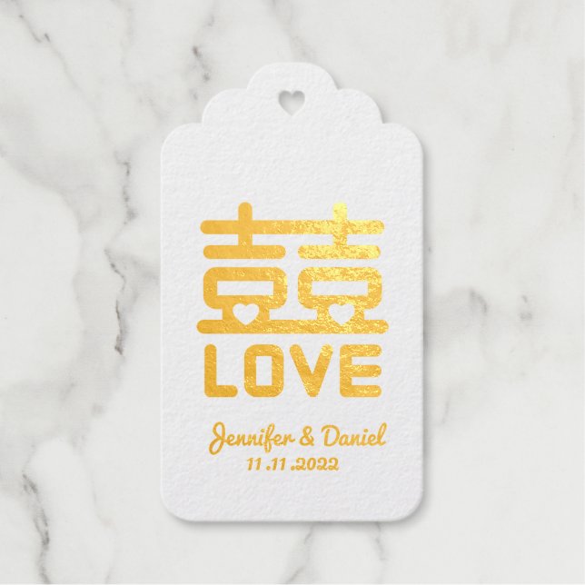 Étiquettes Cadeaux Double Mariage du bonheur (Recto)