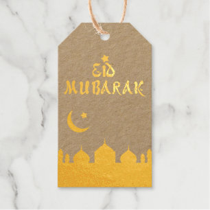 Étiquettes Cadeaux Eid Mubarak Gold Silhouette Mosquée Star