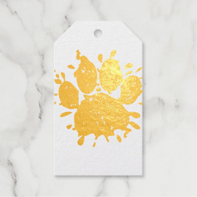 Étiquettes Cadeaux Empreinte de patte Distressed Paint Splatter Dog (Recto)