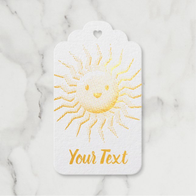 Étiquettes Cadeaux Face Solaire Souriante Avec Texte Personnalisé (Recto)