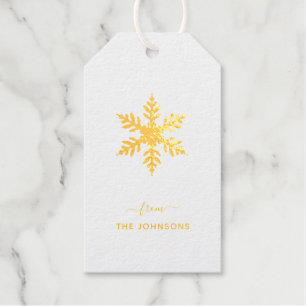 Étiquettes Cadeaux Fléau de neige simple Fléau d'or Fête