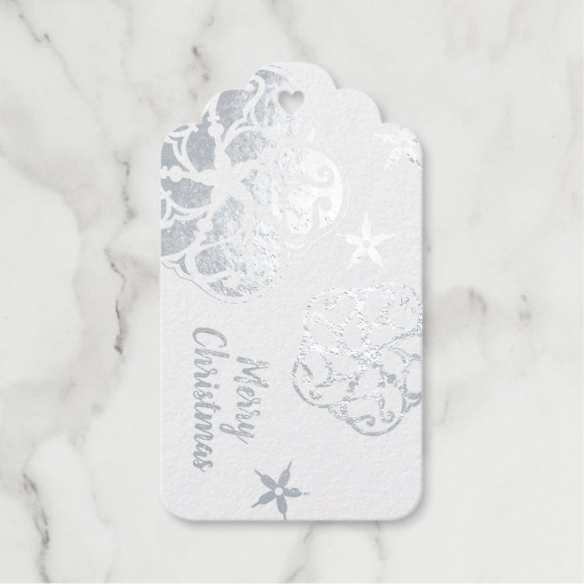 Étiquettes Cadeaux Flèche de neige en argent scandinave (Recto)
