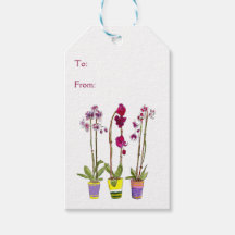 Étiquettes Cadeaux Fleuries Bohème Orchidées Viole
