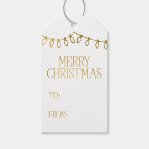 Étiquettes cadeaux Gold Christmas String Lights