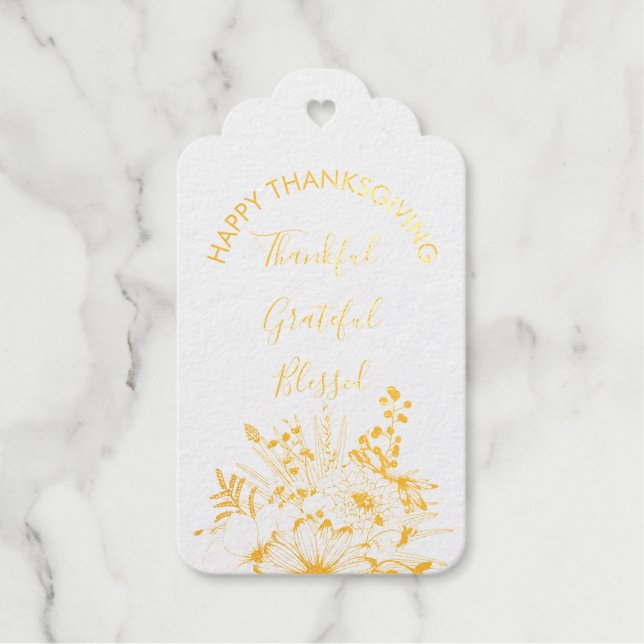 Étiquettes Cadeaux Gratuit Remerciements Bienheureux Florals Thanksgi (Recto)