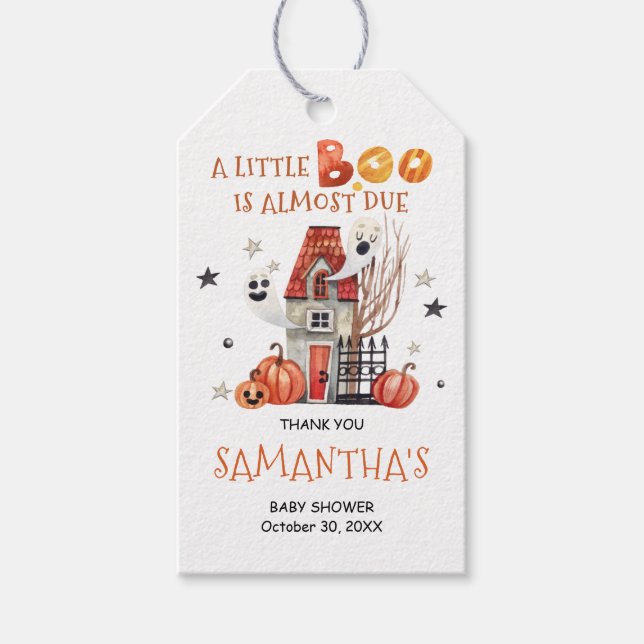 Étiquettes cadeaux Halloween Baby shower Merci (Devant)