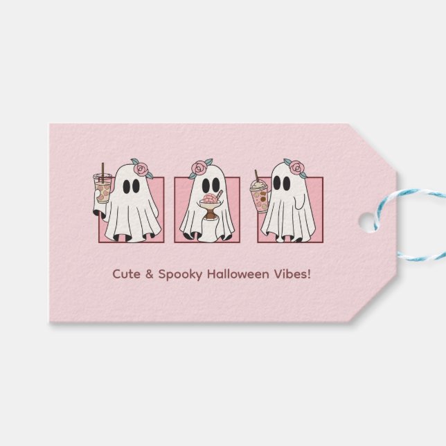 Étiquettes Cadeaux Halloween Pastel – Cute & Spook (Devant (Horizontal))