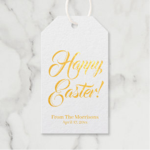 Étiquettes Cadeaux Happy Easter script personnalisé calligraphie élég