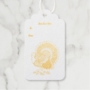 Étiquettes Cadeaux Illustration de l'or de dinde mâle Congé de queue