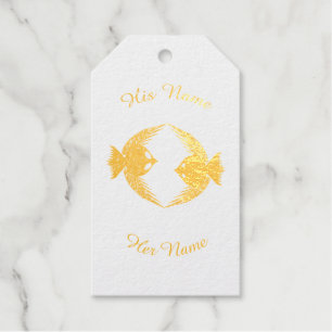 Étiquettes Cadeaux Inséparables roses et bleus doux Mariage personnal