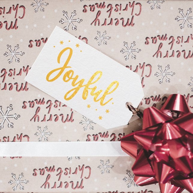 Étiquettes Cadeaux Joyeuse Typographie Script Noël moderne (Créateur téléchargé)