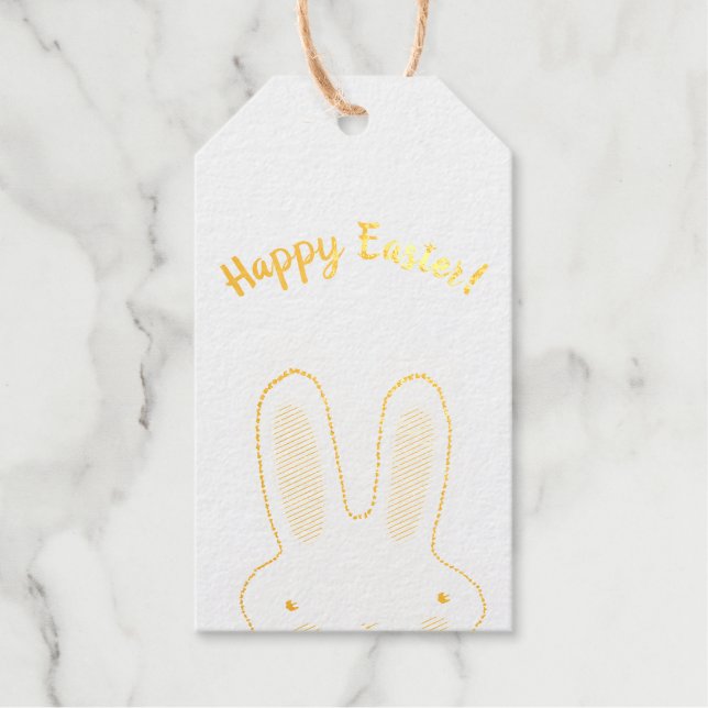 Étiquettes Cadeaux Joyeux Printemps de Pâques mignon lapin drôle deux (Recto)