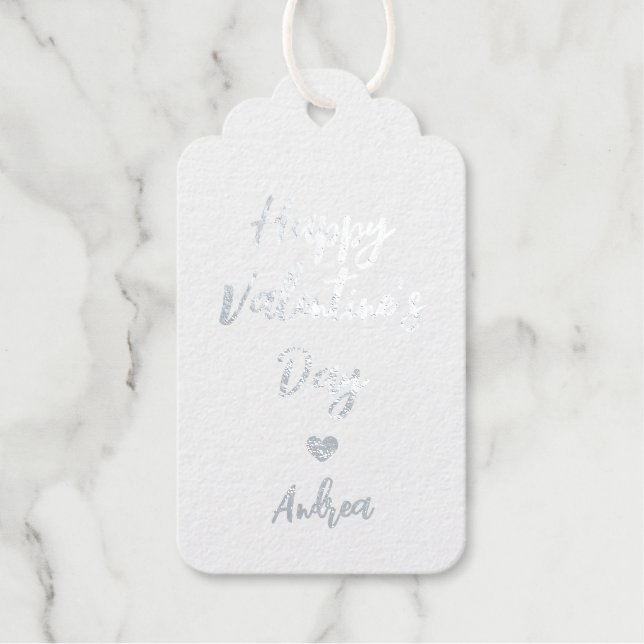 Étiquettes Cadeaux Joyeux Valentines Jour Cursive Main Letting (Recto)