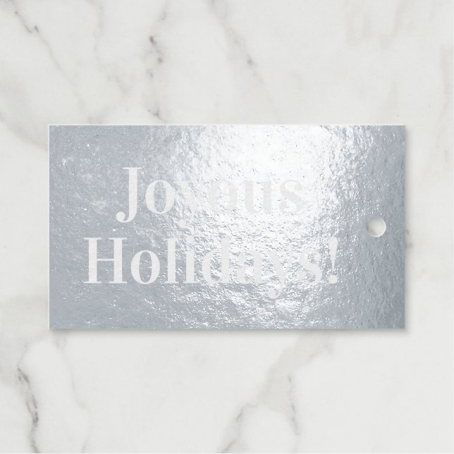 Étiquettes Cadeaux Joyous Holidays elegant Christmas silver (Recto (horizontal))