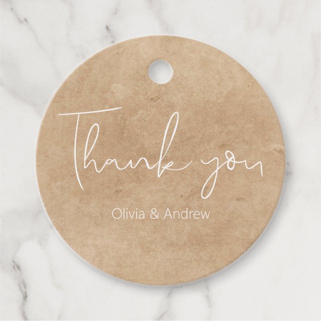 Étiquettes Cadeaux Kraft Élégantes Dessinées à la  (Devant)
