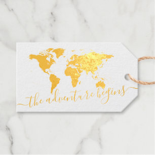 Étiquettes Cadeaux L'aventure commence Carte du monde Destination Fav