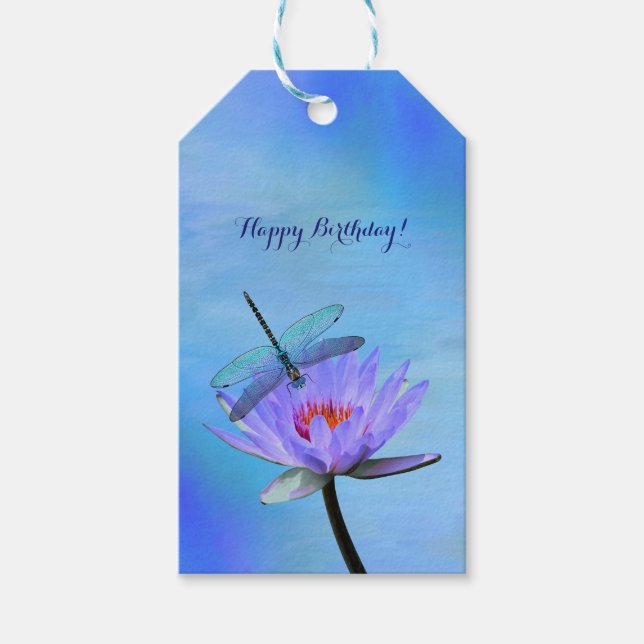 Étiquettes Cadeaux Libellule sur Nénuphar (Devant)