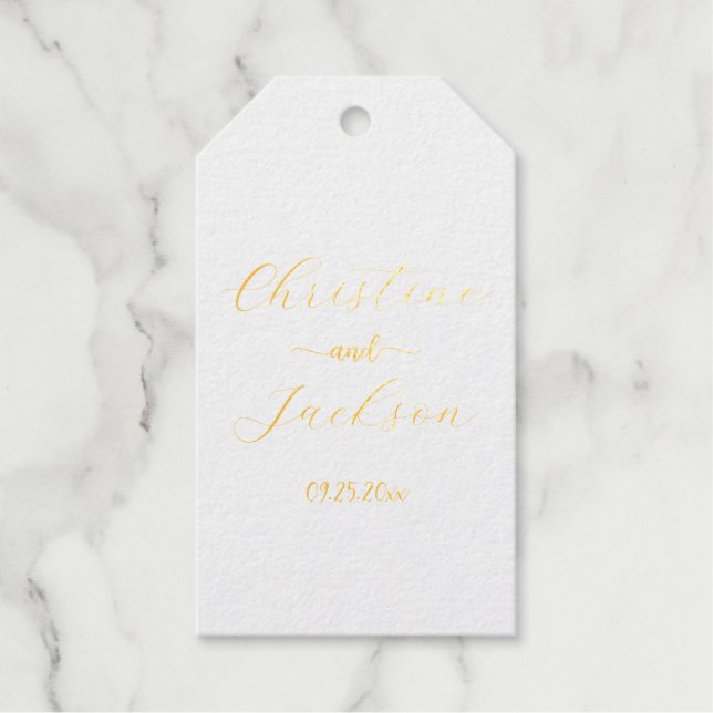 Étiquettes Cadeaux Mariage de script élégant et moderne (Recto)