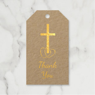 Étiquettes Cadeaux Mariage Modèle photo de la Croix-chrétienne Merci