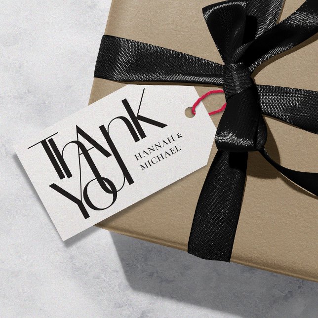 Étiquettes Cadeaux Merci Noir Blanc (Créateur téléchargé)