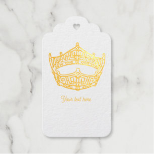 Étiquettes Cadeaux Miss America Crown Gold Foil