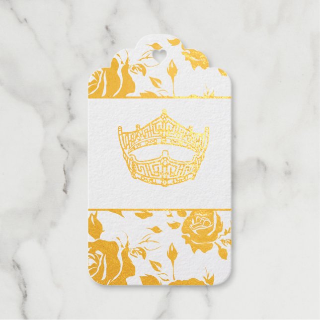 Étiquettes Cadeaux Miss America style Pageant Crown Gold (Recto)
