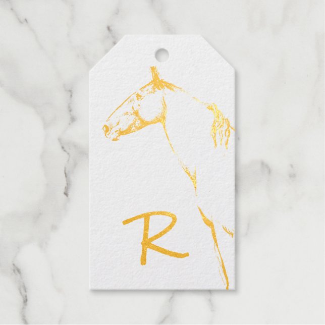 Étiquettes Cadeaux Monogramme de cheval (Recto)