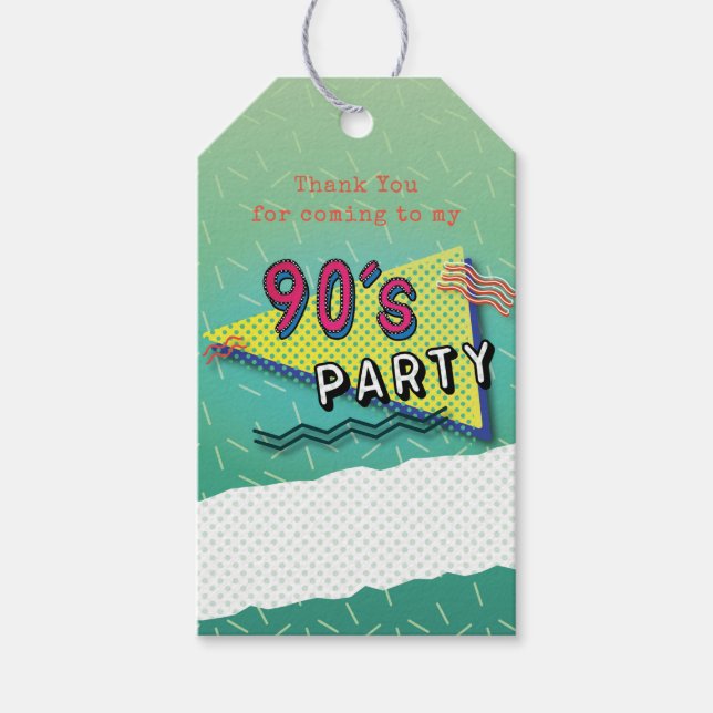 Étiquettes cadeaux Motif à thème des années 90 (Devant)