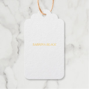 Étiquettes Cadeaux Nom Simple Moderne Minimaliste Simple Blanc