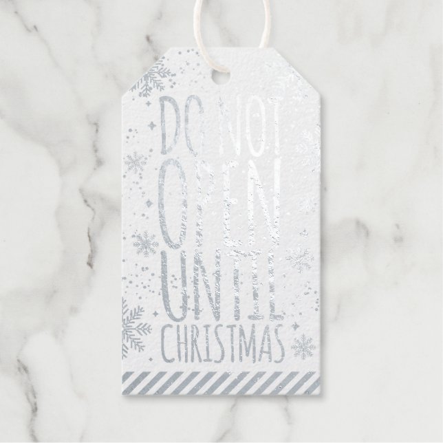 Étiquettes Cadeaux N'Ouvre Pas Jusqu'À Noël Rustique Chic & Élégant (Recto)