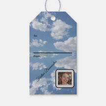Étiquettes Cadeaux Nuages avec Nom et Photo Person