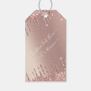 Étiquettes Cadeaux Pailletées Or Rose avec Texte P