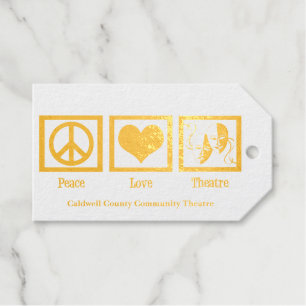 Étiquettes Cadeaux Peace Love Theatre Company Custom Christmas Gold