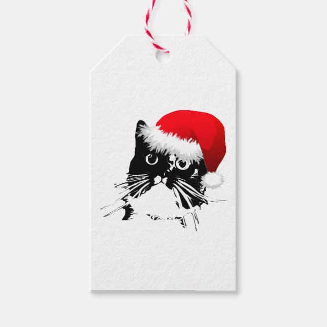 Étiquettes cadeaux père Noël Cat (Devant)