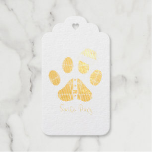 Étiquettes Cadeaux Père Noël Paws. Belle patte. J'aime les chiens