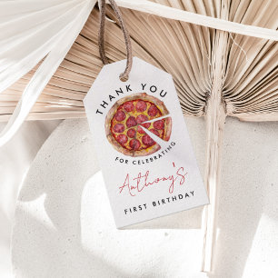 Étiquettes Cadeaux Pizza pour 1er Anniversaire 'Un