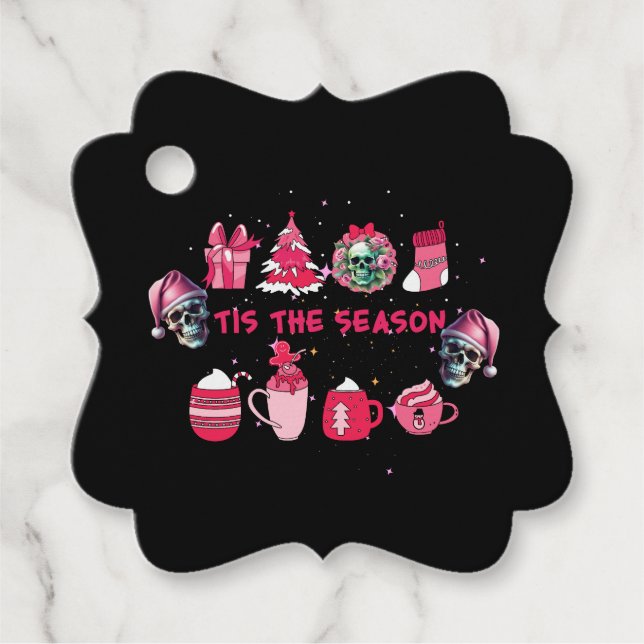 Étiquettes cadeaux pour le crâne rose et noir (Devant)