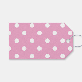 Étiquettes Cadeaux Rose à pois blancs