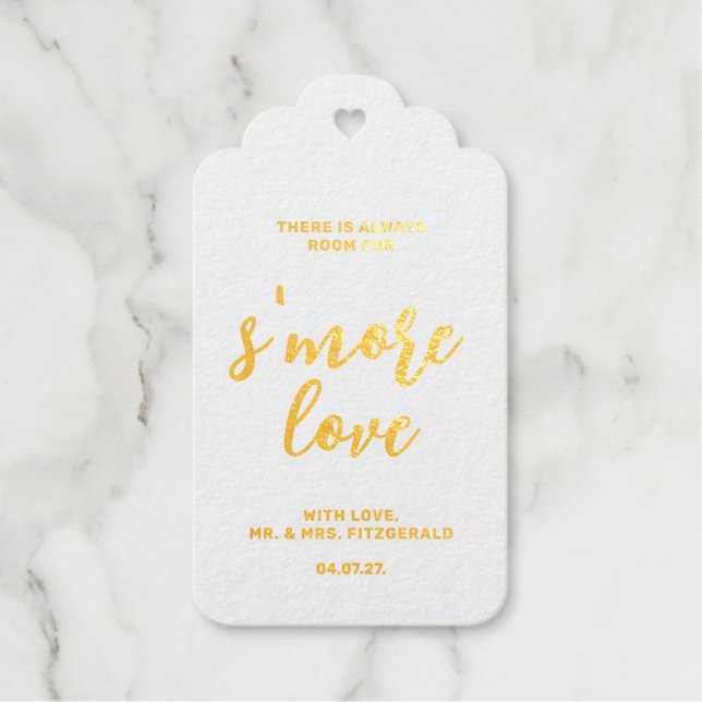 Étiquettes Cadeaux Scénario S'more Amour Or Réel Écaillé (Recto)