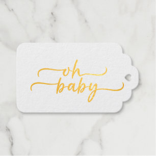 Étiquettes Cadeaux Script Gold Foil "Oh Baby"