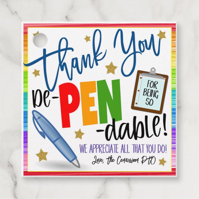 Étiquettes cadeaux stylo (Devant)