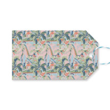 Étiquettes Cadeaux Toile Tropicale Rose, Impressio