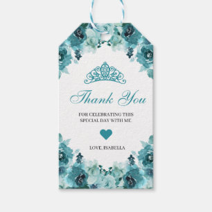Étiquettes cadeaux turquoise en Merci Floral
