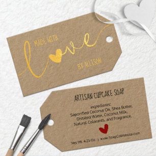 Étiquettes Cadeaux 💛✨ Typographie de script en feuille d'aluminium f