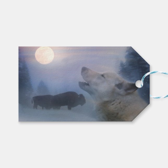 Étiquettes cadeaux Wolf et Buffalo Southwestern (Devant (Horizontal))