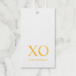 Étiquettes Cadeaux XOXO Câlins et Baisers Simple Minimaliste Or Réel