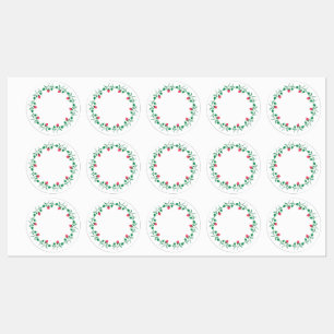 Étiquettes Cadre rond fleuri avec fleurs roses